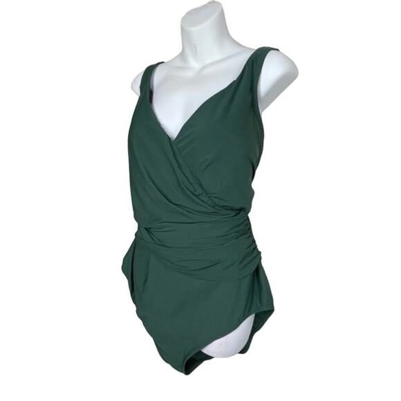 Lands End Swim Dress One-Piece Swimsuit Sz Plus 24W Modest Green - Picture 2 of 6